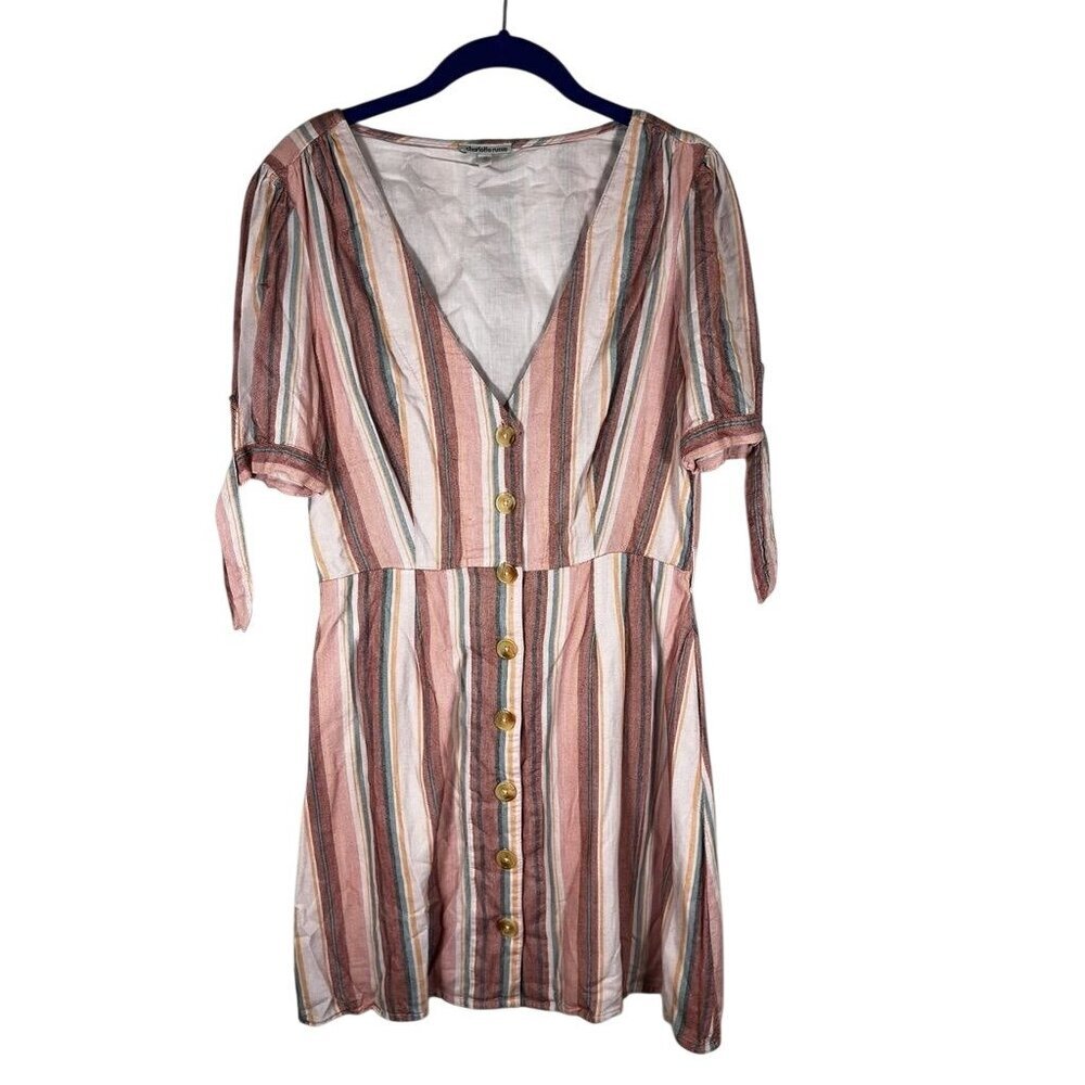 Charlotte Russe Striped Shirt Dress‎ Red M Boho Indie Folk Colorful Y2K Earthy